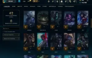 Unranked com 60 Champs e 22 Skins