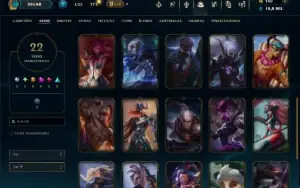 Unranked com 60 Champs e 22 Skins