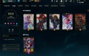 Ouro 4 com TODOS os champs e 466 Skins ( Nivel 600 )