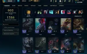 Ouro 4 com TODOS os champs e 466 Skins ( Nivel 600 )