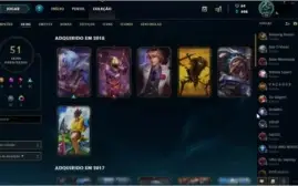 Conta de league of legends PRATA 1 EX GOLD 4 COM 51 SKINS