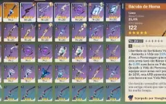 Childe, Raiden, Yelan Mona e Diluc + 2armas 5* Ar42