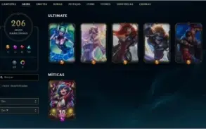 Conta lol lvl 261(todas ultimates,+200) quase todos campeões
