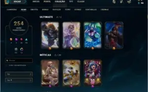 Conta LOL Plat 4/254 skins
