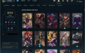 Conta de league of legends, 822 skins,16 skins prestígios