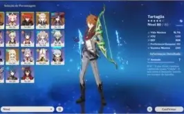 Conta genshin impact Ar 49, Diluc, Childe, albedo E mona