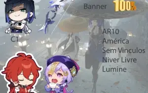 Ar10 - Yelan C1 + Bis + Diluc + Qiqi + Banner Garantido