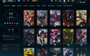 Esmeralda 1 com TODOS os Champs e 60 Skins ( TOP / ADC )