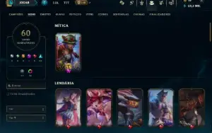 Esmeralda 1 com TODOS os Champs e 60 Skins ( TOP / ADC )
