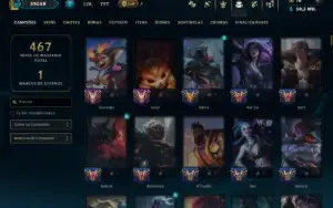 Esmeralda 1 com TODOS os Champs e 60 Skins ( TOP / ADC )