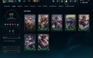 Esmeralda 1 com TODOS os Champs e 60 Skins ( TOP / ADC )