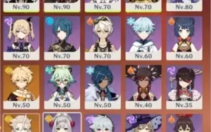 Conta genshin AR 51 com Diluc c1,Zhongli , Albedo e keqing