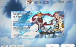 Genshin AR 58 com vários personagens e armas T5+gemas+livros