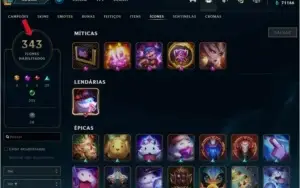 Conta LOL - level 516, 589 skins, 738 pontos maestrias etc