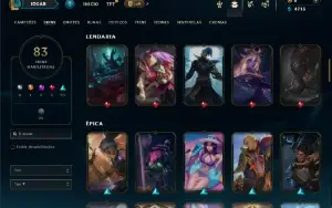 Unranked com 150 Champs e 83 Skins + 1 Prestigio