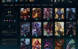 Unranked com 150 Champs e 83 Skins + 1 Prestigio