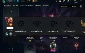 Unranked com 150 Champs e 83 Skins + 1 Prestigio