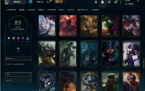 Unranked com 150 Champs e 83 Skins + 1 Prestigio