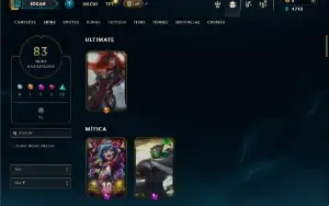 Unranked com 150 Champs e 83 Skins + 1 Prestigio