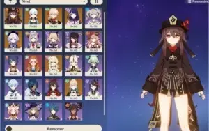 Genshin Impact AR 50 com Hutao e outros personagens