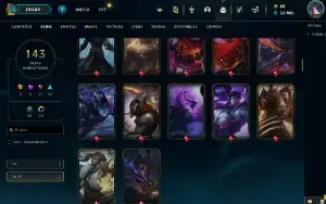 Conta LOL para ser main Todos bonecos do lol 150 skins