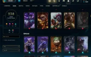 Conta prata 2 com TODOS os champs e 238 Skins + 7 Vitoriosas