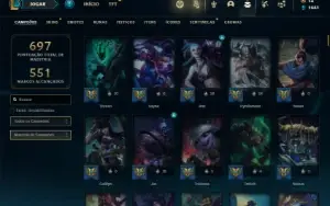 Conta prata 2 com TODOS os champs e 238 Skins + 7 Vitoriosas