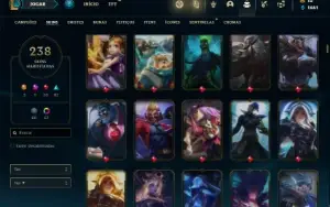 Conta prata 2 com TODOS os champs e 238 Skins + 7 Vitoriosas