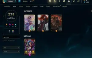 Conta prata 2 com TODOS os champs e 238 Skins + 7 Vitoriosas