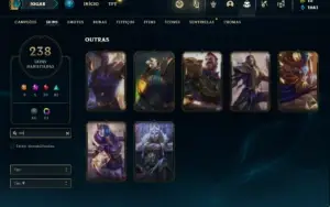 Conta prata 2 com TODOS os champs e 238 Skins + 7 Vitoriosas