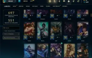 Conta prata 2 com TODOS os champs e 238 Skins + 7 Vitoriosas