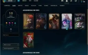 Conta platina 2 com 10 skins e 51 champs ( MAIN JG / TOP )