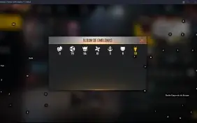 conta free fire antiga, com muitas skins.