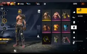 conta free fire antiga, com muitas skins.