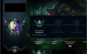 CONTA LOL PLATINA 4 COM 97V - 57L - MMR ALTO