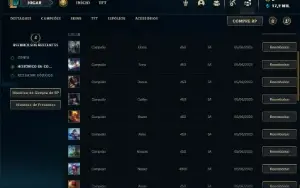 Conta platina 4 com 20 Champs e 9 Fragmentos de skins