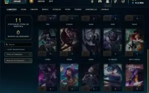 Conta platina 4 com 20 Champs e 9 Fragmentos de skins
