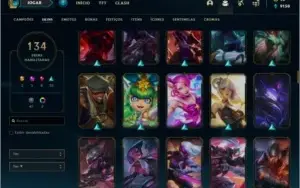 Conta prata 1 com 150 champs e 134 skins