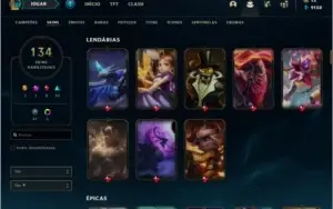 Conta prata 1 com 150 champs e 134 skins