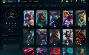 Conta prata 1 com 150 champs e 134 skins