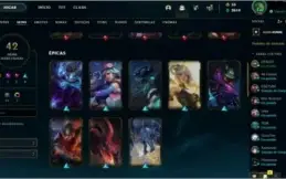 conta de lol com varias skins