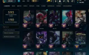Ouro 1 com TODOS os Champs e 247 Skins +3 Prestigios