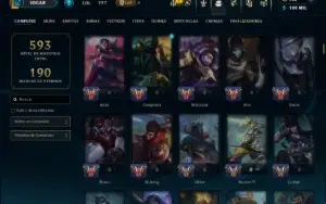 Ouro 1 com TODOS os Champs e 247 Skins +3 Prestigios