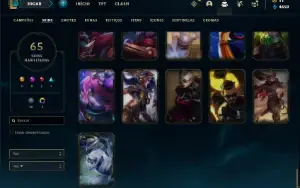 Conta Unranked com 125 Champs e 65 Skins