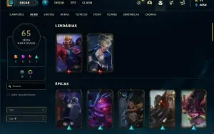 Conta Unranked com 125 Champs e 65 Skins