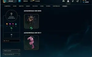 Conta Unranked com 75 Champs e 58 Skins