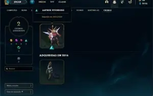 Conta Unranked com 145 Champs e 80 Skins + 4 Vitoriosas