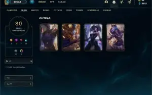 Conta Unranked com 145 Champs e 80 Skins + 4 Vitoriosas
