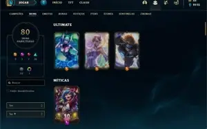 Conta Unranked com 145 Champs e 80 Skins + 4 Vitoriosas