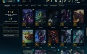 Platina 4 com 65 Champs e 18 Skins